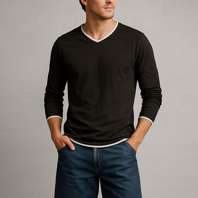 Ewan™ | Classic V-Neck Long Sleeve Tee