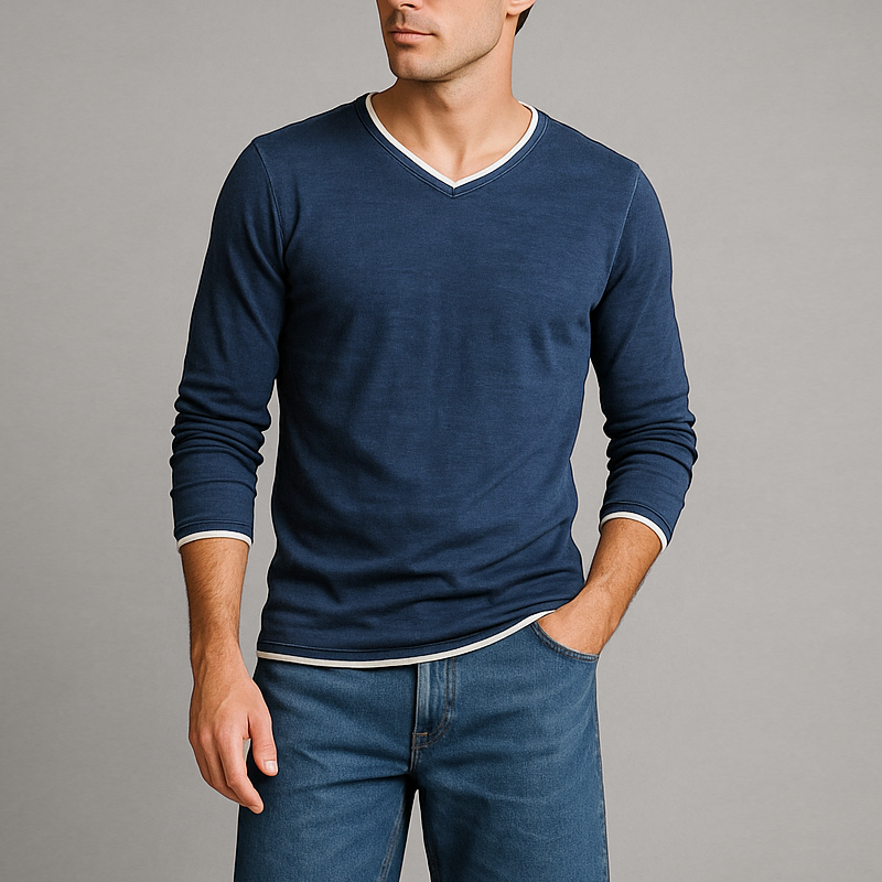 Ewan™ | Classic V-Neck Long Sleeve Tee