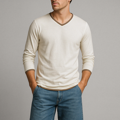 Ewan™ | Classic V-Neck Long Sleeve Tee