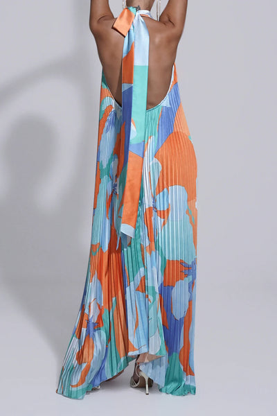 Shalia™ | Sultry Halter Pleated Maxi Dress