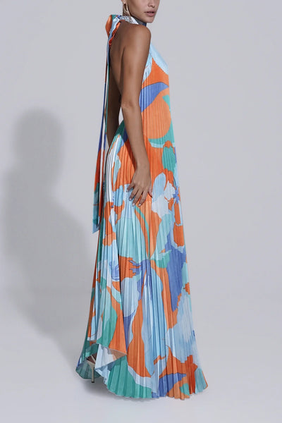 Shalia™ | Sultry Halter Pleated Maxi Dress