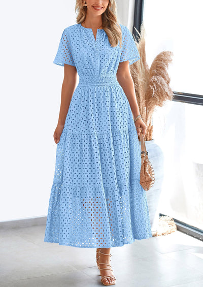 Simi™ | Eyelet Elegance Summer Dress