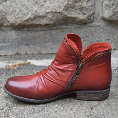 Théonie™ | Vintage Zip Leather Ankle Boots