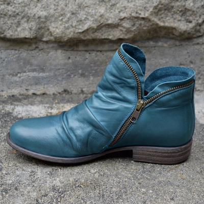 Théonie™ | Vintage Zip Leather Ankle Boots