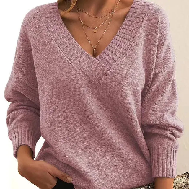 Solenne™ | Classic V-Neck Knit Sweater
