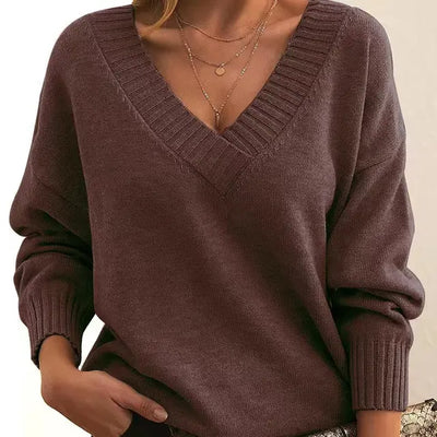 Solenne™ | Classic V-Neck Knit Sweater