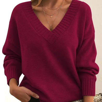 Solenne™ | Classic V-Neck Knit Sweater