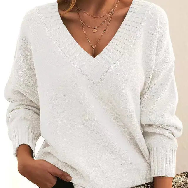 Solenne™ | Classic V-Neck Knit Sweater