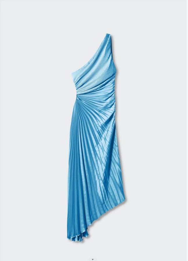 Sylviana™ | One-Shoulder Pleated Midi Dress
