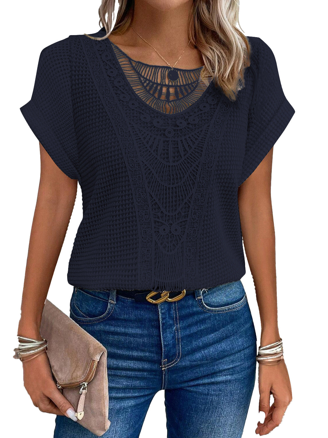 Parisse™ | Crochet-Detail Summer Blouse