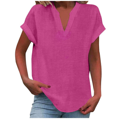 Lynora™ | Breezy V-Neck Linen Top