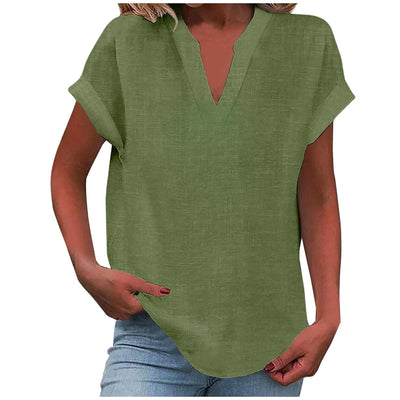 Lynora™ | Breezy V-Neck Linen Top