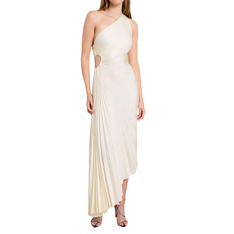 Sylviana™ | One-Shoulder Pleated Midi Dress