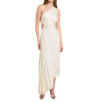 Sylviana™ | One-Shoulder Pleated Midi Dress