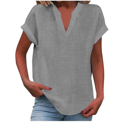 Lynora™ | Breezy V-Neck Linen Top