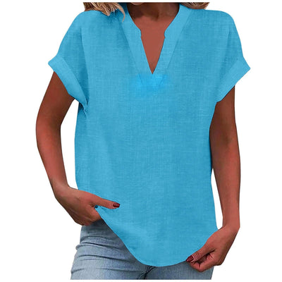 Lynora™ | Breezy V-Neck Linen Top
