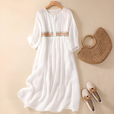 Imani™ | Embroidered Cotton Midi Dress