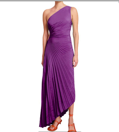 Sylviana™ | One-Shoulder Pleated Midi Dress