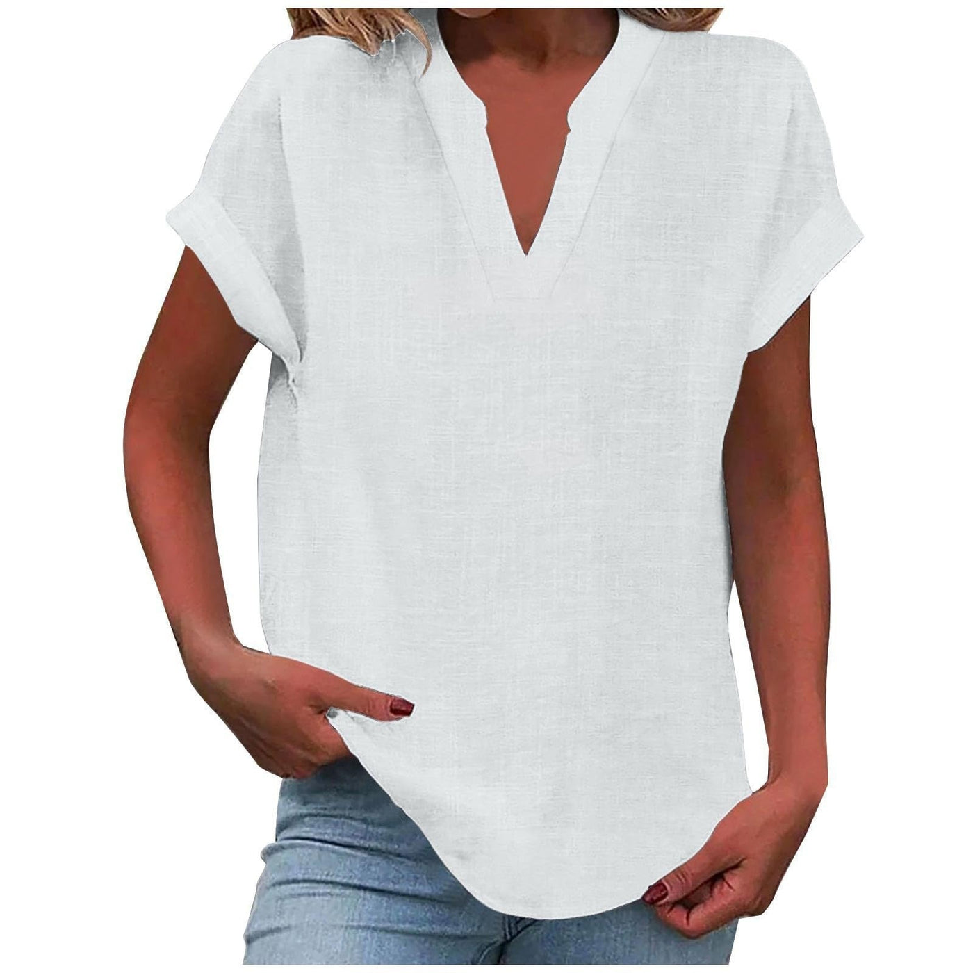 Lynora™ | Breezy V-Neck Linen Top