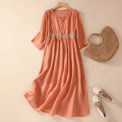 Imani™ | Embroidered Cotton Midi Dress