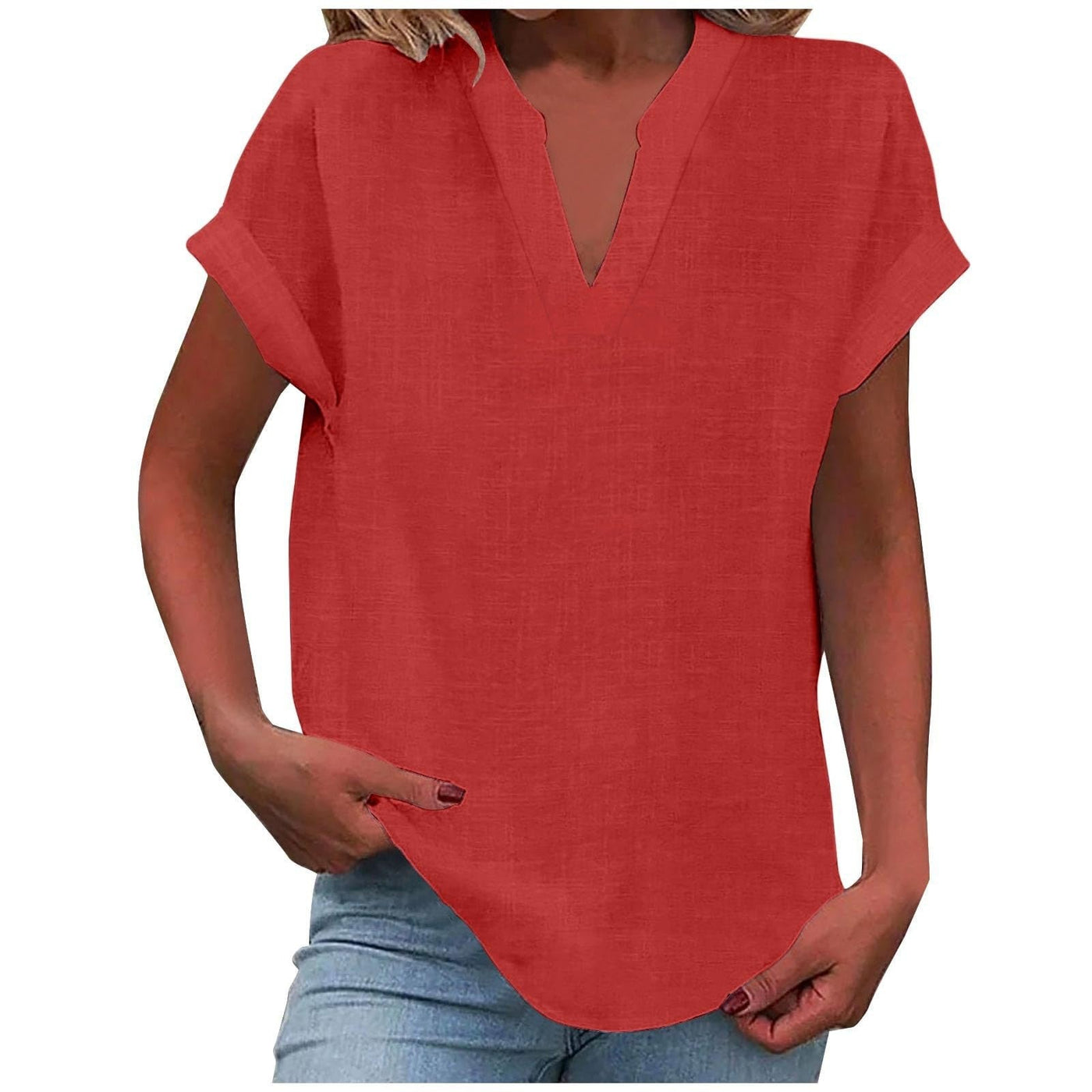 Lynora™ | Breezy V-Neck Linen Top