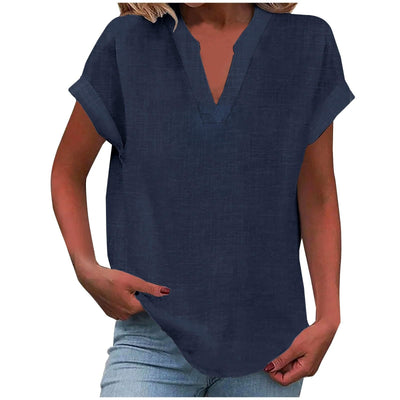 Lynora™ | Breezy V-Neck Linen Top