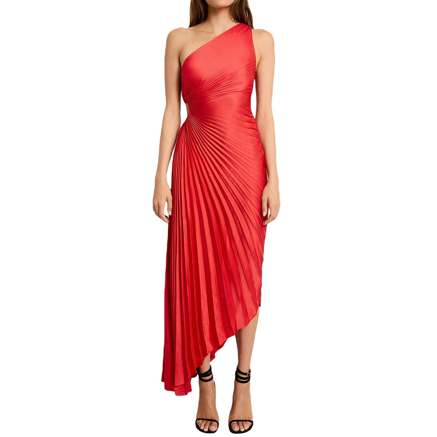 Sylviana™ | One-Shoulder Pleated Midi Dress