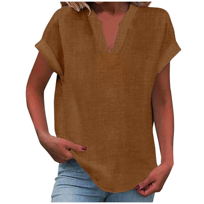 Lynora™ | Breezy V-Neck Linen Top