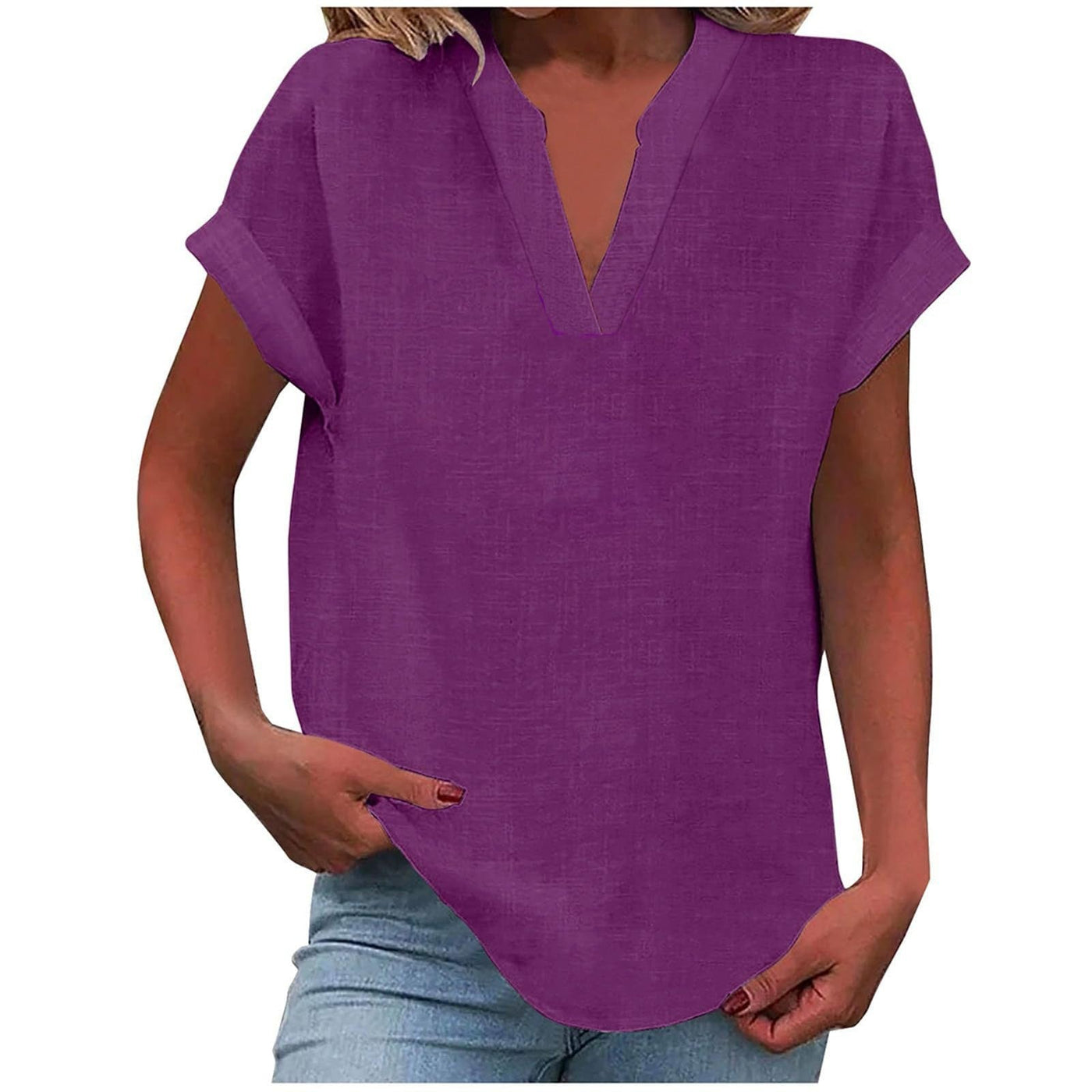 Lynora™ | Breezy V-Neck Linen Top