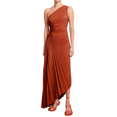 Sylviana™ | One-Shoulder Pleated Midi Dress