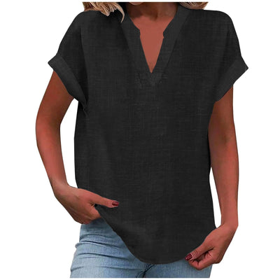 Lynora™ | Breezy V-Neck Linen Top
