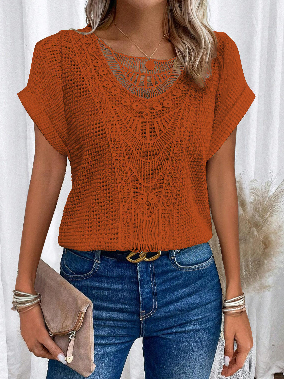 Parisse™ | Crochet-Detail Summer Blouse
