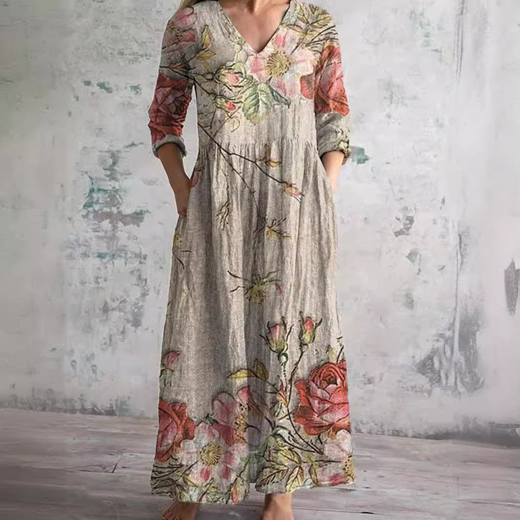 Florencia™ | Vintage Floral Maxi Dress
