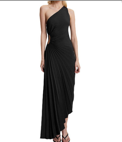 Sylviana™ | One-Shoulder Pleated Midi Dress