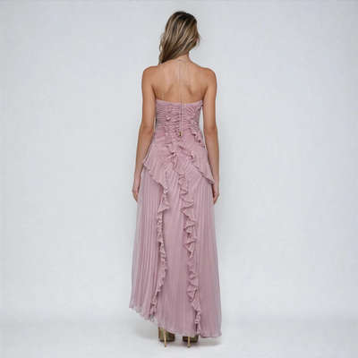 Nivara™ | Ruffled Halter Pleated Dress