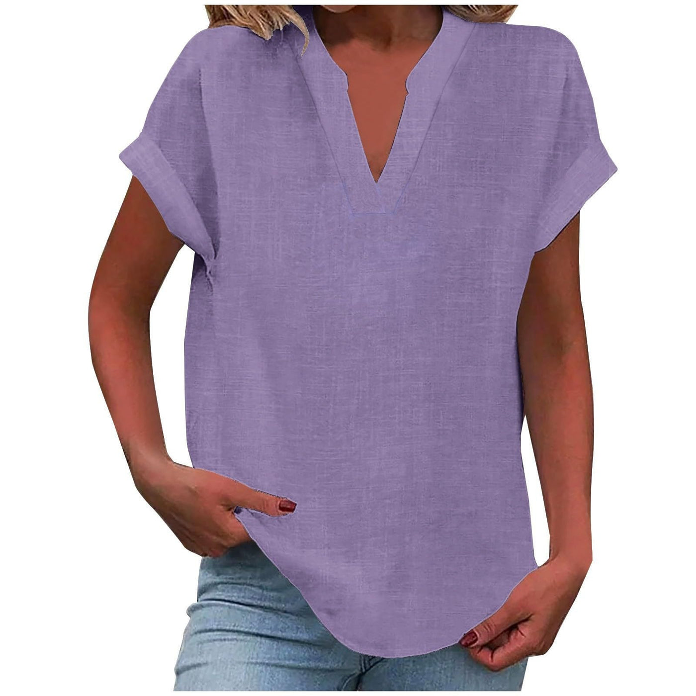 Lynora™ | Breezy V-Neck Linen Top