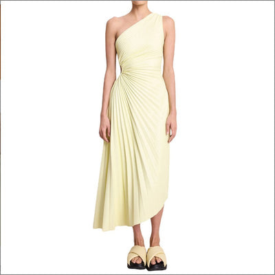 Sylviana™ | One-Shoulder Pleated Midi Dress