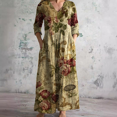 Florencia™ | Vintage Floral Maxi Dress