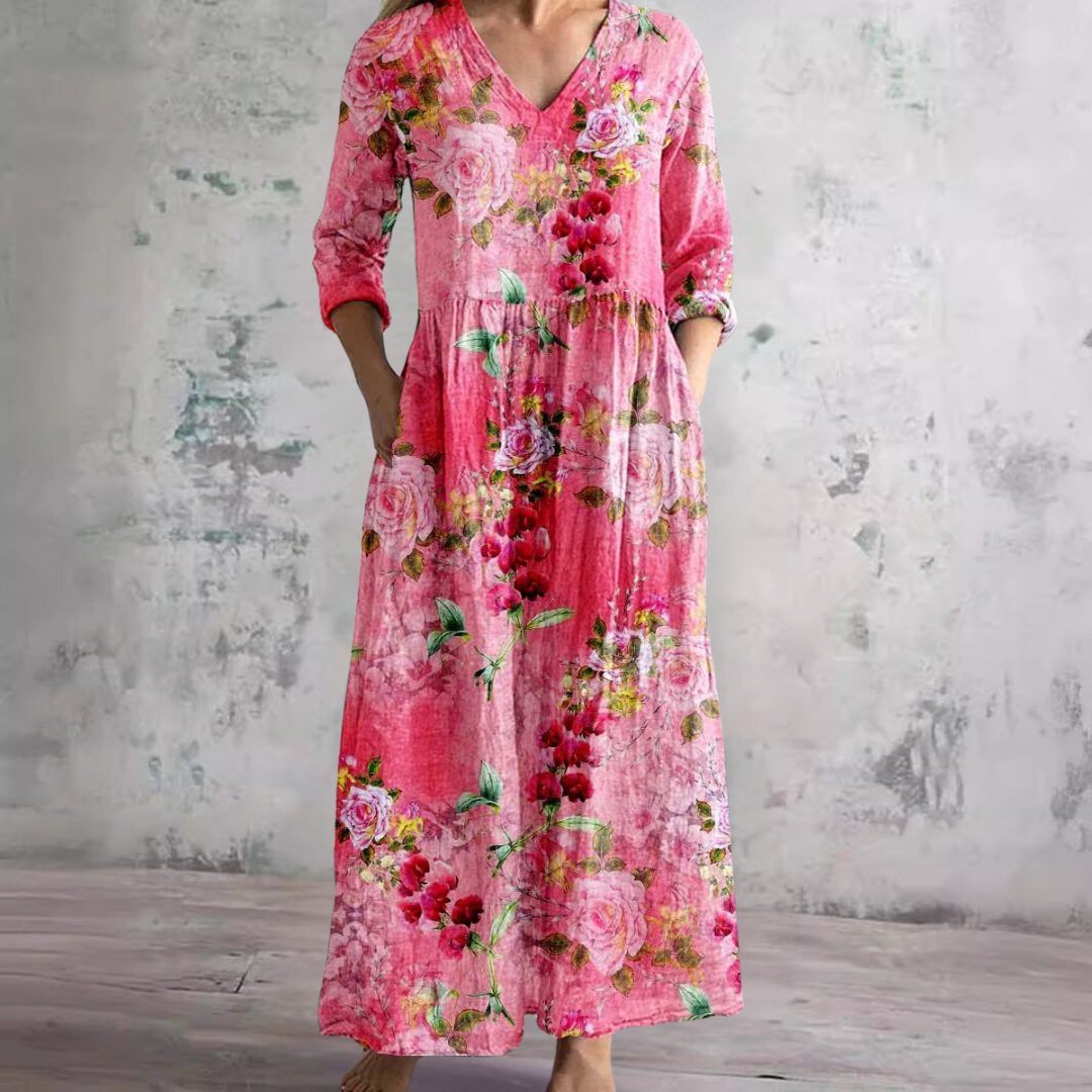 Florencia™ | Vintage Floral Maxi Dress