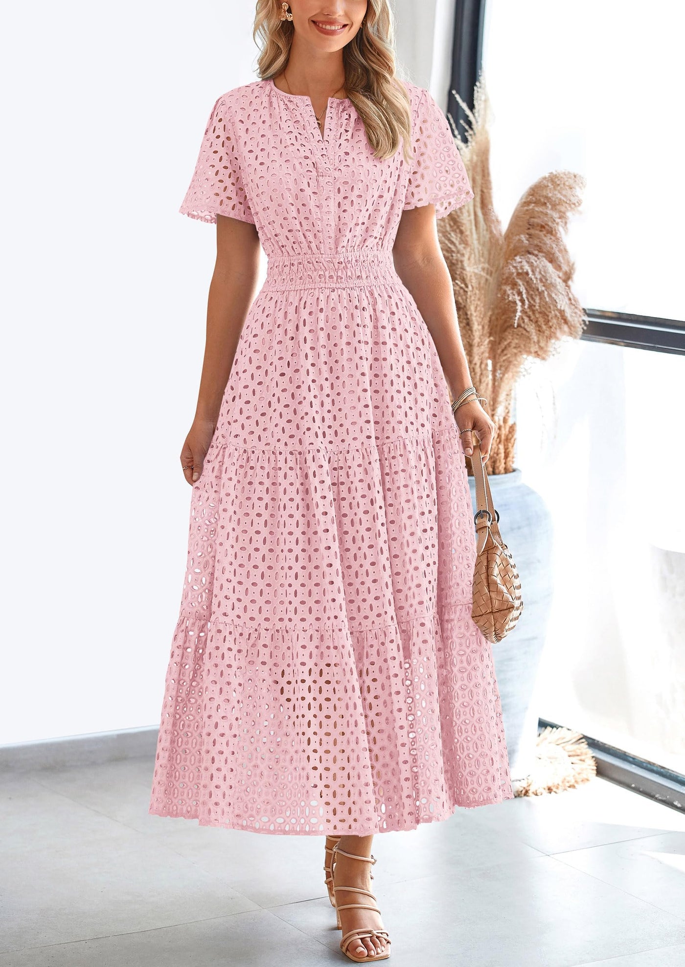 Simi™ | Eyelet Elegance Summer Dress