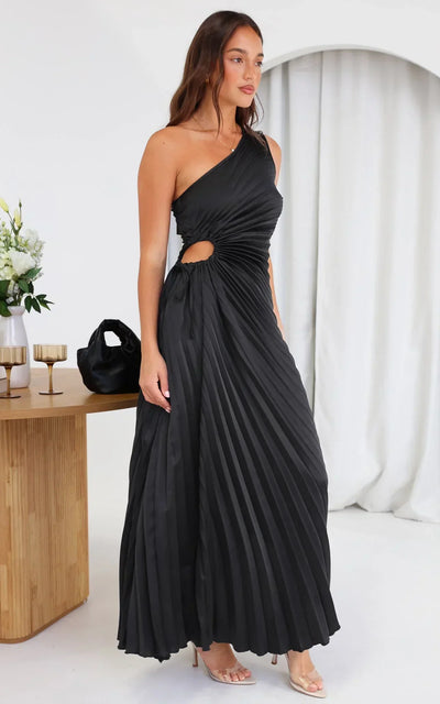 Sylviana™ | One-Shoulder Pleated Midi Dress