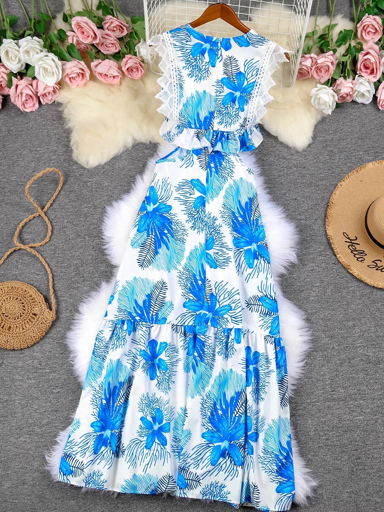 Margie™ | Trendy Sleeveless Lace Maxi Dress