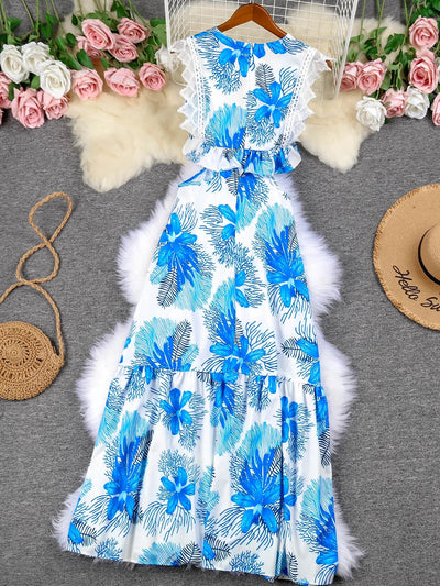 Margie™ | Trendy Sleeveless Lace Maxi Dress