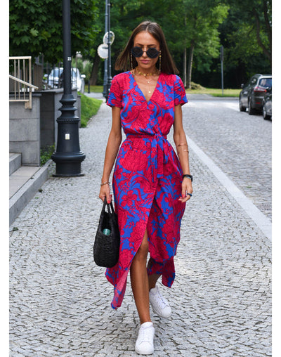 Zelvara™ | Bold Floral Wrap Dress