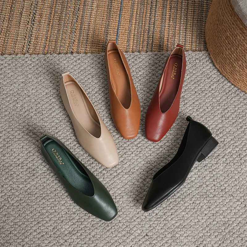 Elise™ | Square-Toe Low Heeled Flats