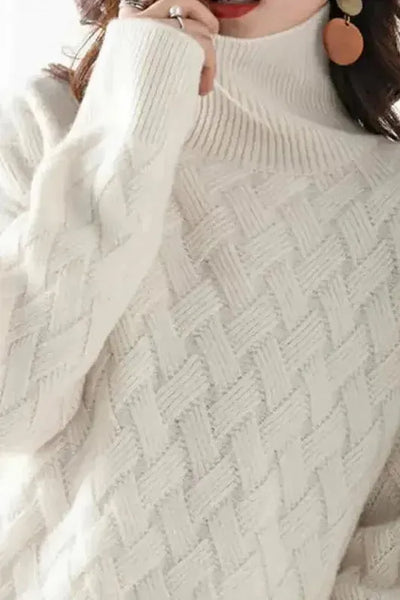 Soléna™ | High Neck Textured Knit Sweater