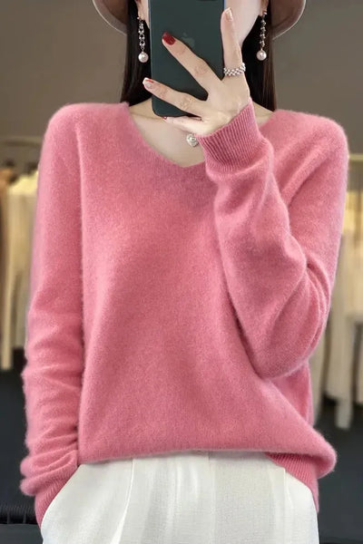 Marivelle™ | Soft V-Neck Cashmere Sweater