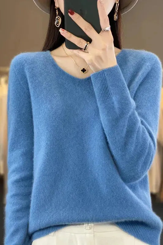 Marivelle™ | Soft V-Neck Cashmere Sweater