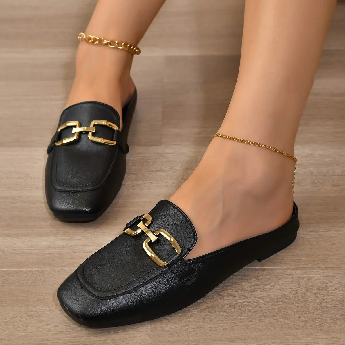 Celeste™ | Gold-Buckle Loafers