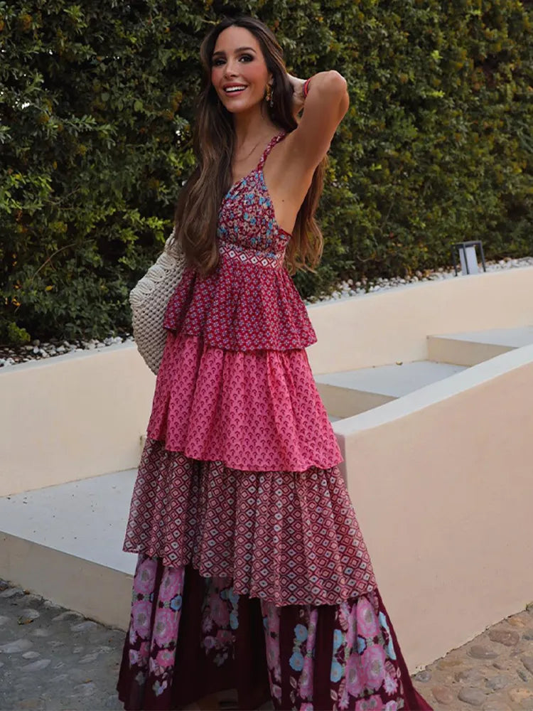 Mona™ | Classic Floral Print Maxi Dress